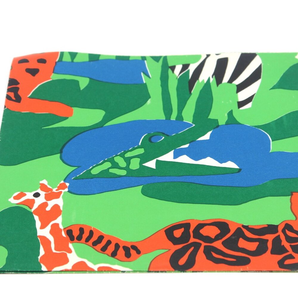 Vintage Green Wild Life Animals Party Gift Wrapping Paper One Sheet 20" X 30”